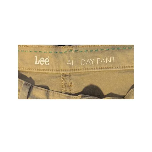 Lee Women’s All Day Pants – Size 10 Medium – Khaki Straight-Leg Stretch Cotton - Picture 4 of 5